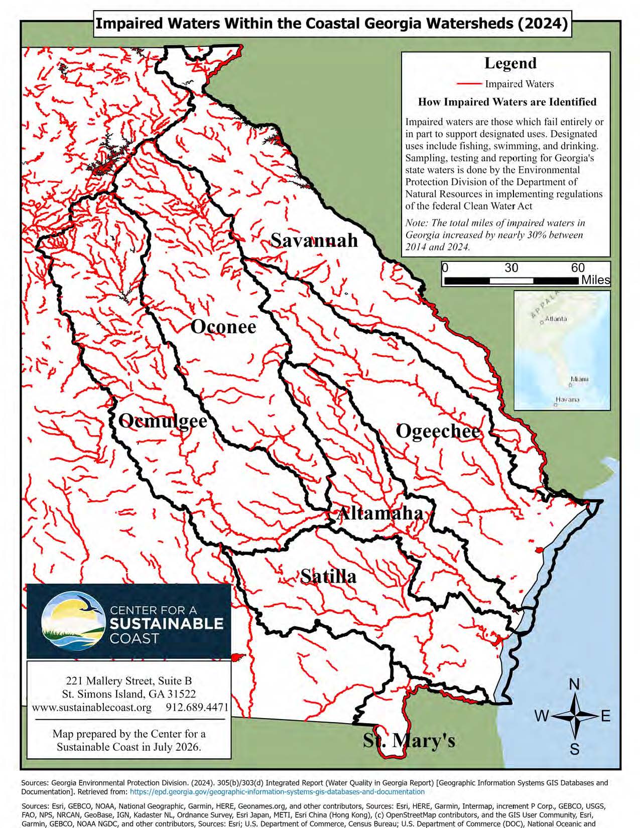 Impaired waters in Georgia's coastal watersheds